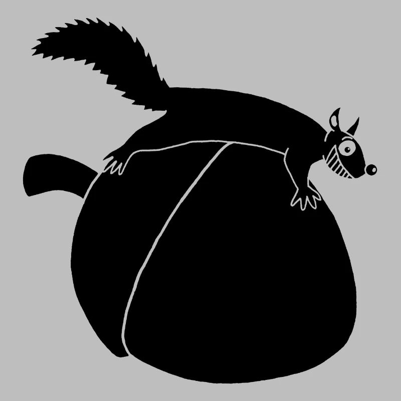 Das Eichhörnchen gegen die Eichel (schwarz)