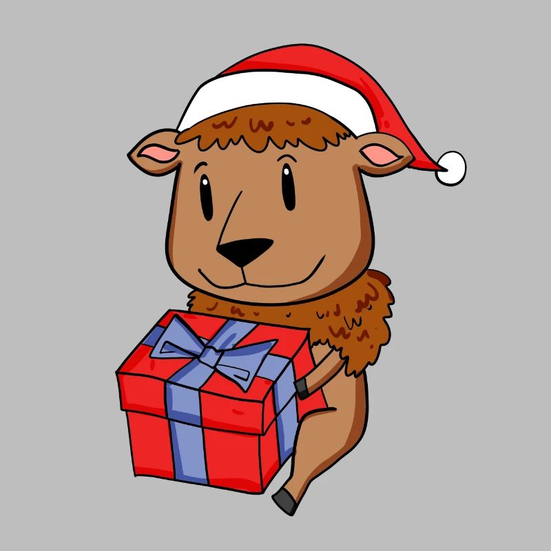 Bison de Noël Bébé avec cadeau