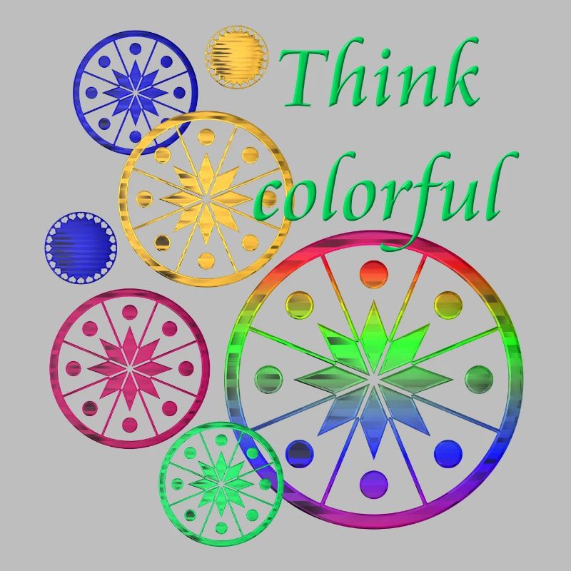 Sternblüten mit Spruch Think colorful