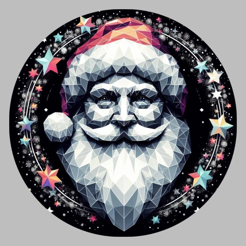 Weihnachtsmann Kopf in Kranz hell
