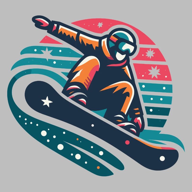 Dynamic Snowboarder Motion Illustration