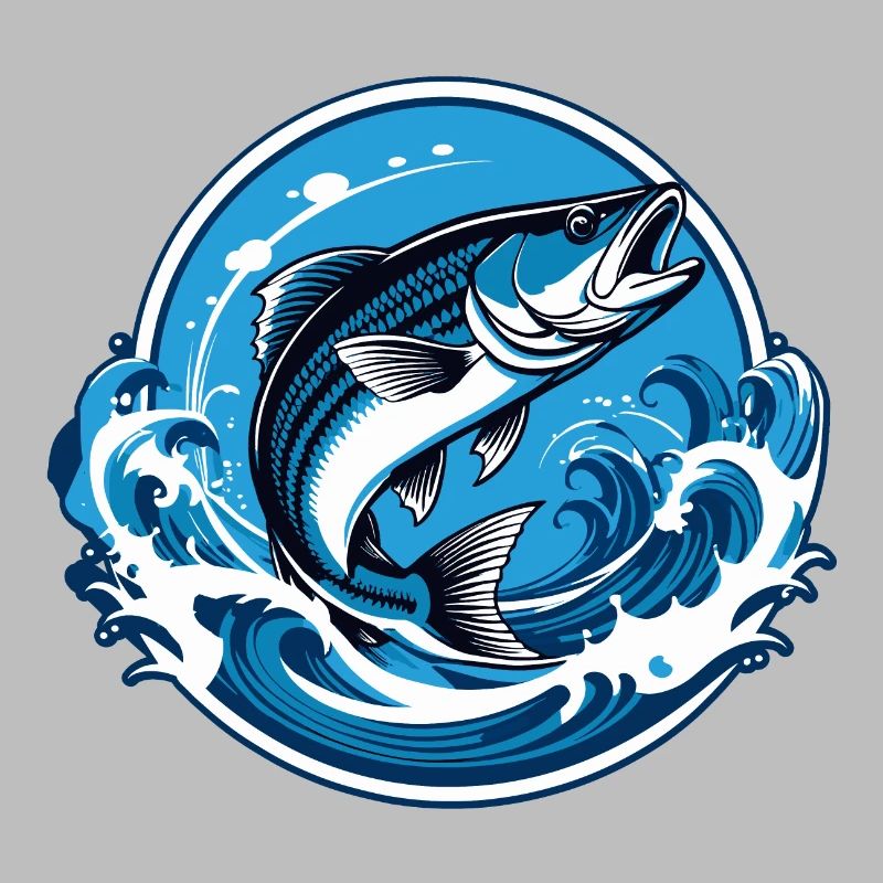 Fisch im Wasser mit Wellenumrandung