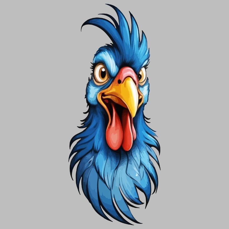 A blue-feathered rooster