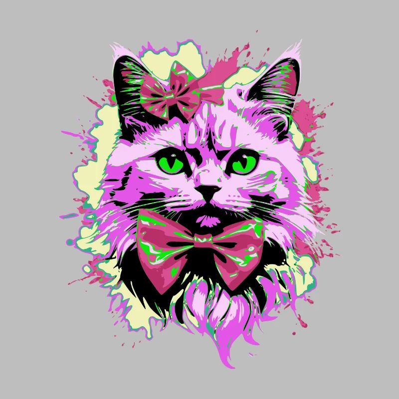 Neonkatze mit Fliege