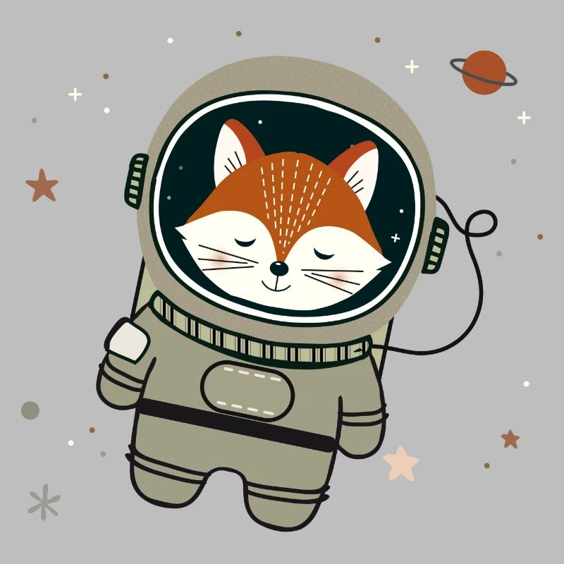 Dreaming astronaut fox in space
