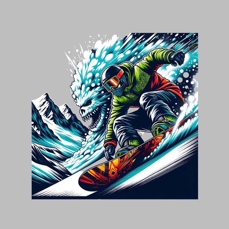 Adrenalinischer Snowboarder mit Drachenmotif