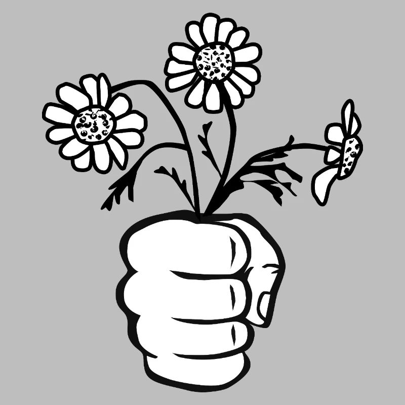 Faust/Hand mit Blumenstrauß
