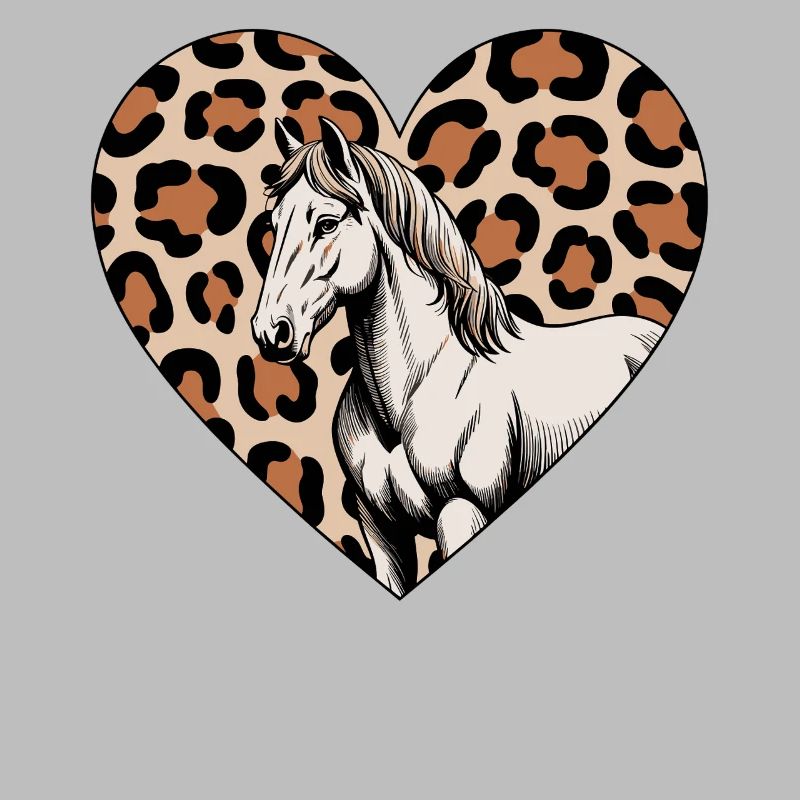 Leopard Herz mit Pferd