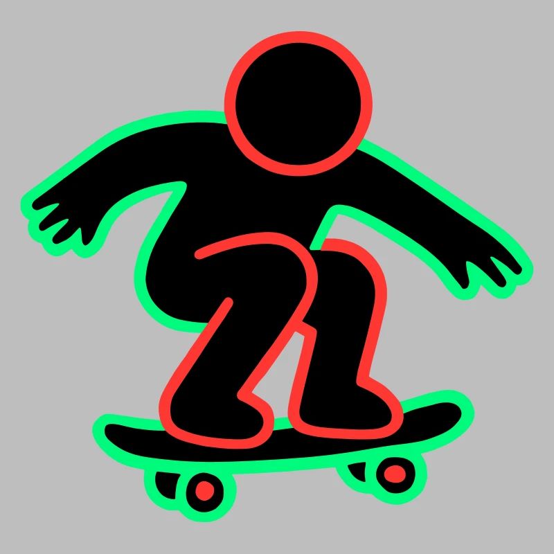 Neon Skateboarder Line Art