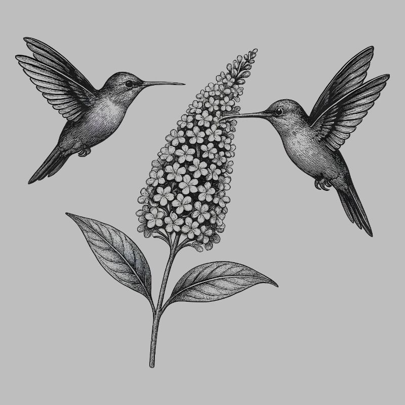 Colibris avec fleur Boho Cottagecore