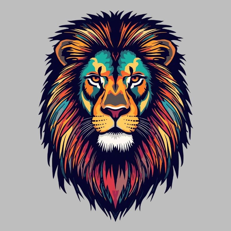 Explosion de couleur de lion brillant