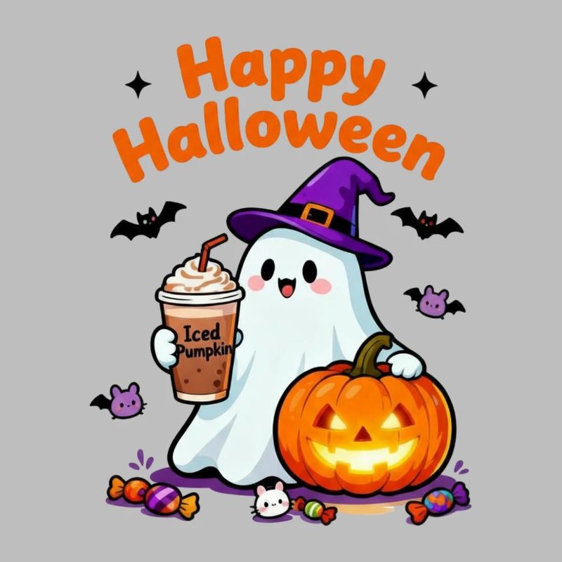 Lovely Ghost Coffee Hat Cartoon Halloween Ghost