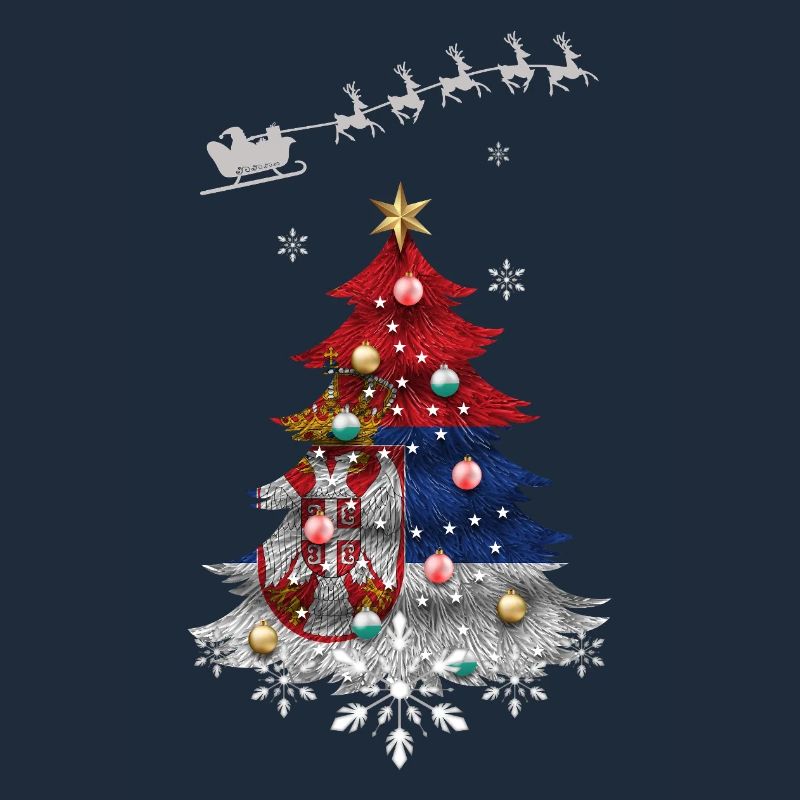 Christmas tree with Serbian flag