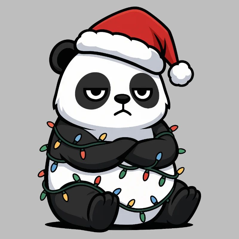 Panda Christmas clumsy Santa grumpy funny