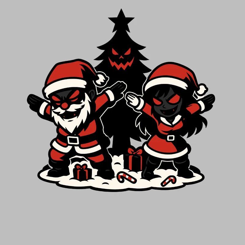 Dabbing Santa & Mrs Claus Camicia di Natale Scuro