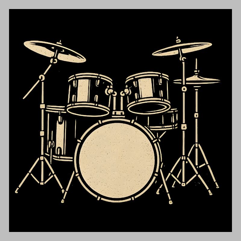 Black Silver Drumset Illustration