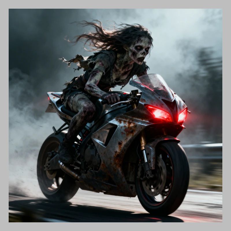 Zombie rider on rusty machine