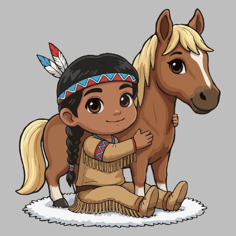 Indianerkind mit Pferd