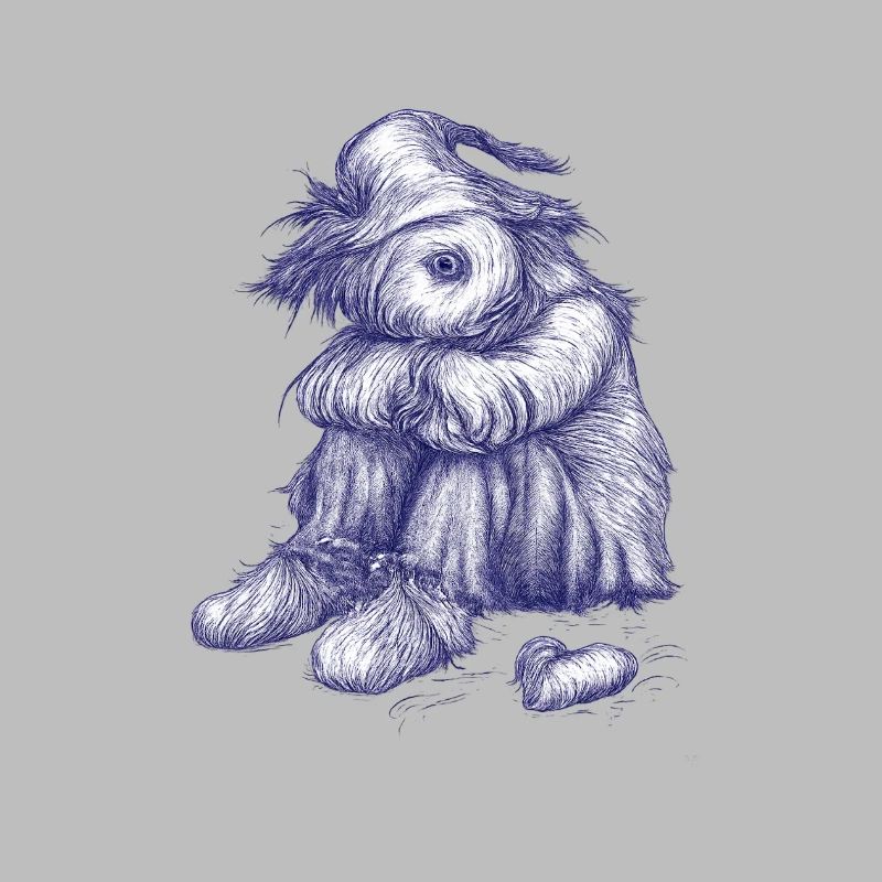 Sad shaggy scarecrow has lost heart