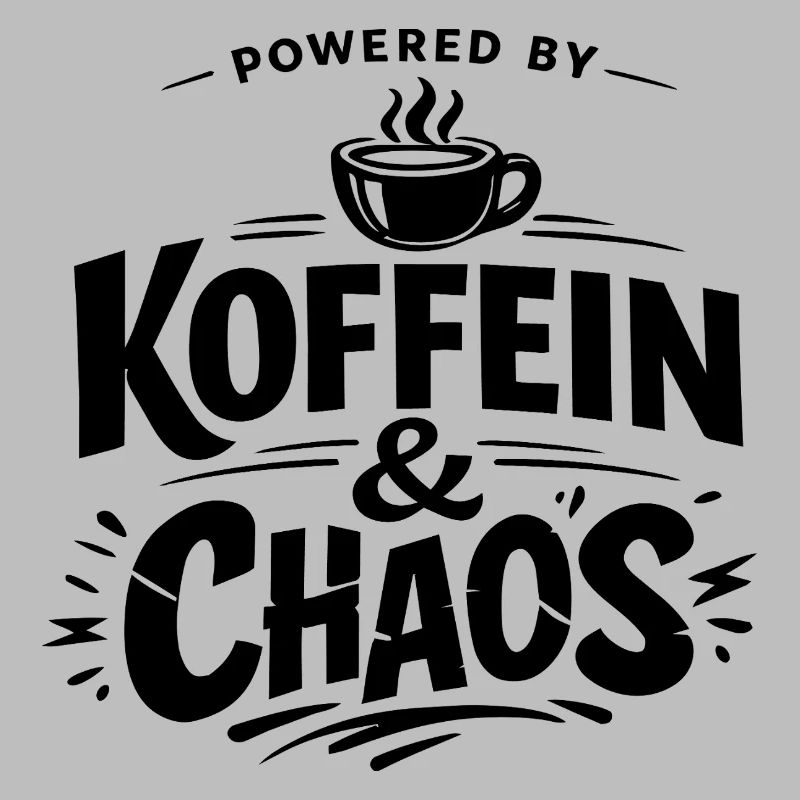 Powered by Koffein & Chaos – Kaffee Spruch Shirt