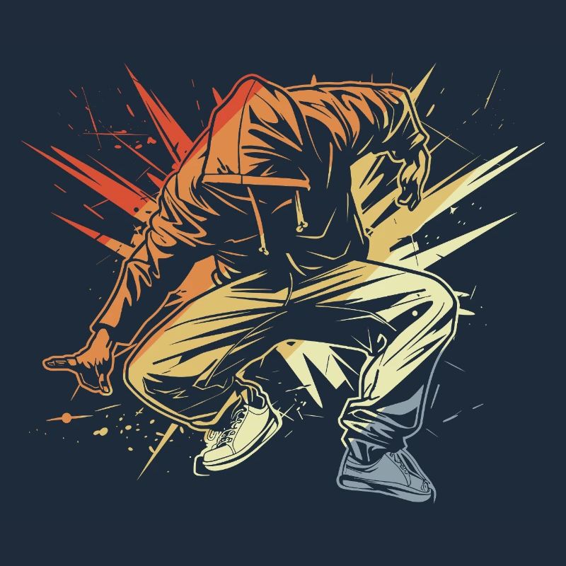 Breakdancer dessinant vintage