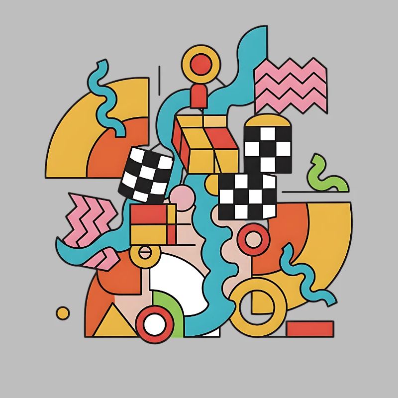 Bunte geometrie im Abstraktstil Pop Art 90s 