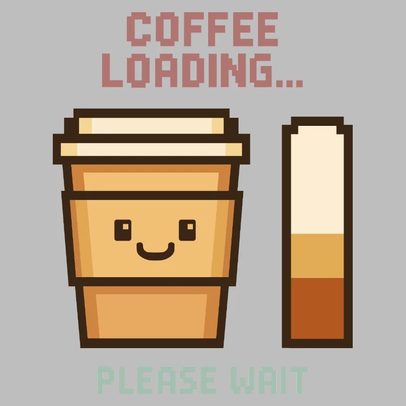 Coffee Loading Pixel Art - Morgenstart mit Charme