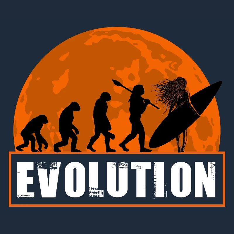 Évolution de la silhouette vintage du coucher de soleil surf