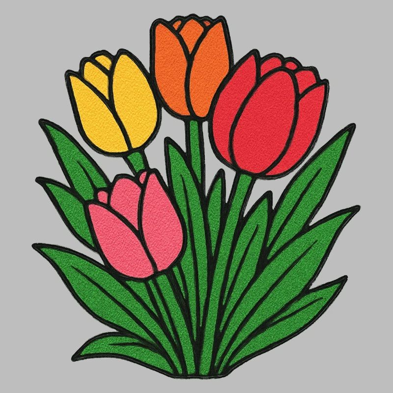 Floraison de la parcelle de tulipes