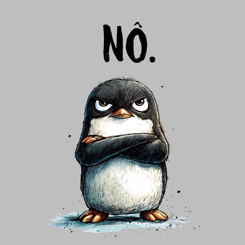 Grumpy Penguin Nope Statement Motif