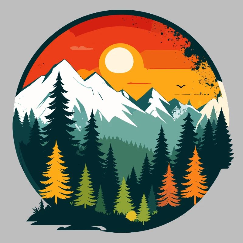 Mountains Forest Mountains Panoramic View Nature Circle Motif