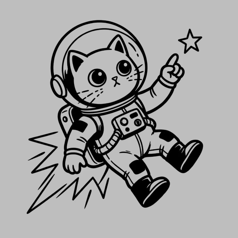 Cat Astronaut in Space