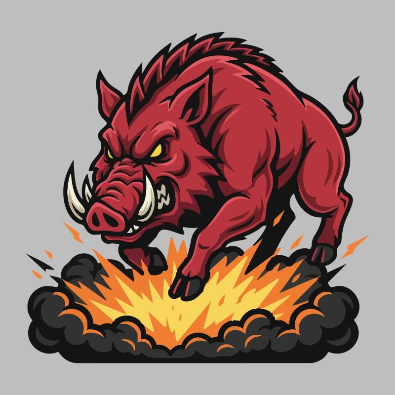 Red Boar Fire Blast Maskottchen Wildschwein