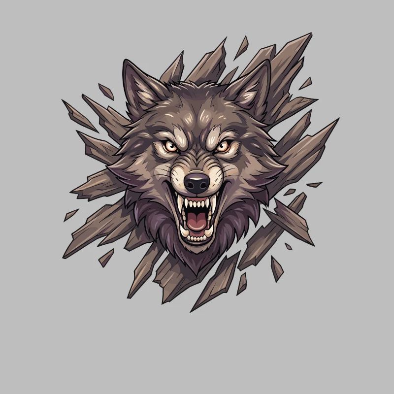Rugissement de loup dans la vision éclatée