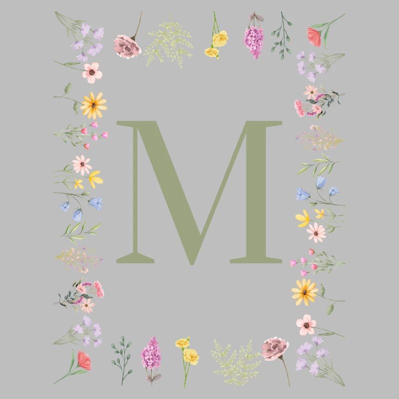 Initiale M Blumen Monogramm