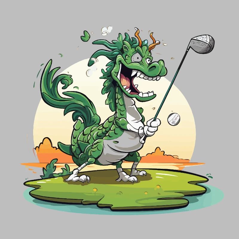 Golfender Drache am Tee
