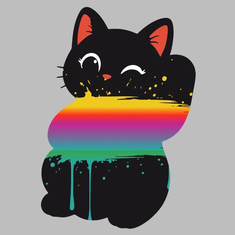 Süße Katze Regenbogen Splash Silhouette 