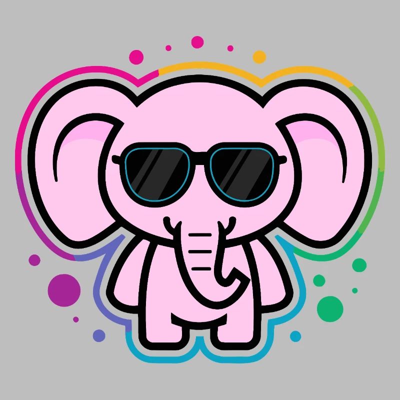 Rosa Elefant mit Brille