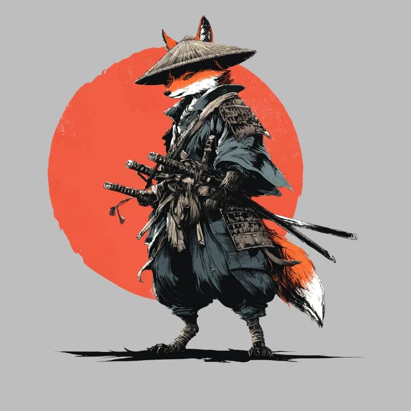 Fox Samurai under Ember Sun