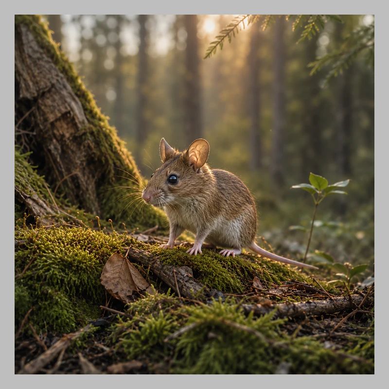 Forest mouse / mouse in evening sun