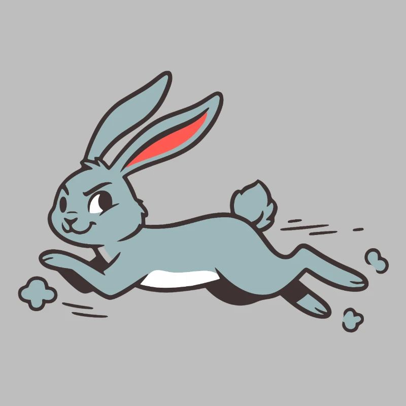 Running Bunny Rabbit Long-Eared Comic Funny