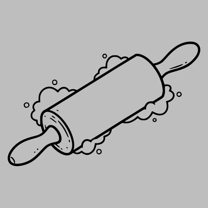 Rolling Pin Baking Roll Flour Outline