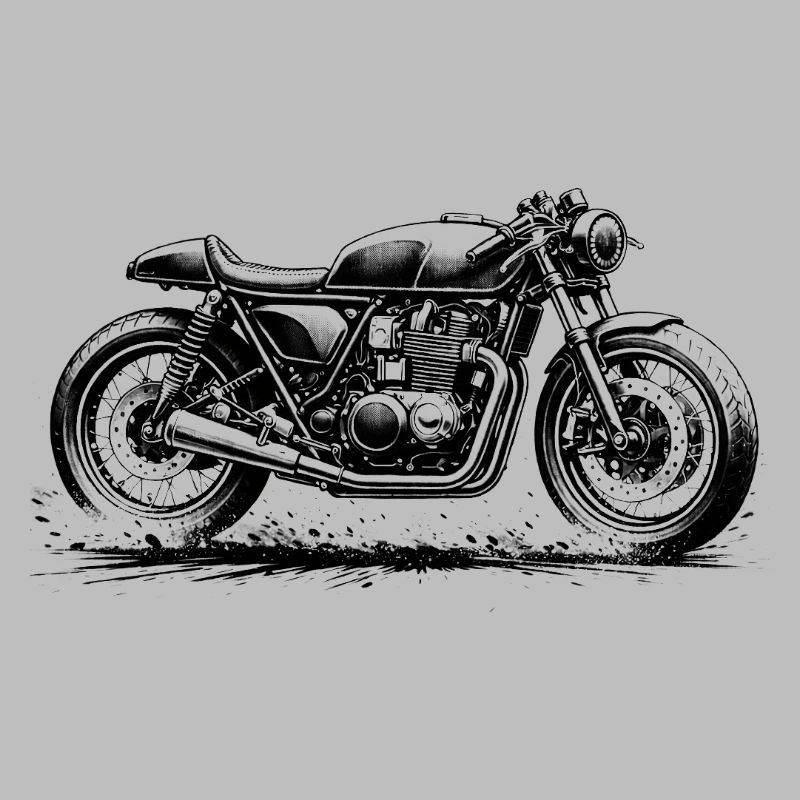 Café Racer Side View Monochrome