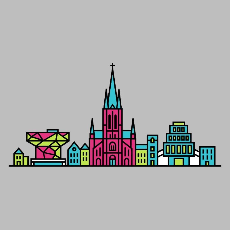 Antwerpener Stadtskyline-Kathedrale Moderne Linienkunst