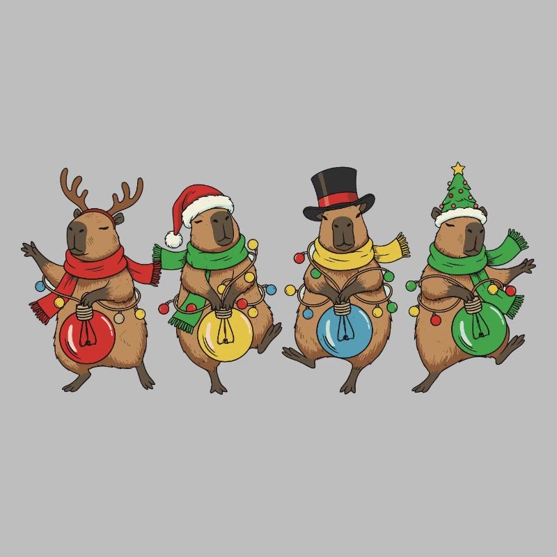 Capybara Dancing Christmas Lights