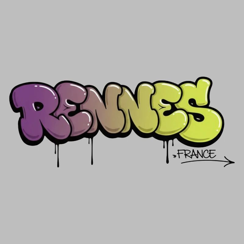 Rennes graffiti lettering with color gradient