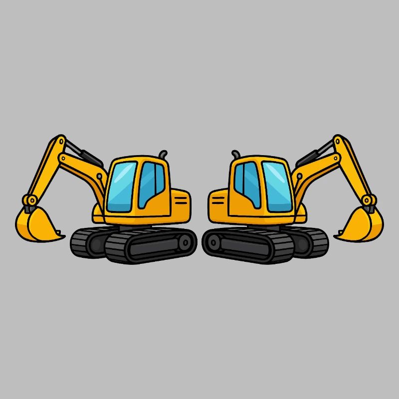 Silhouette de machine de construction double