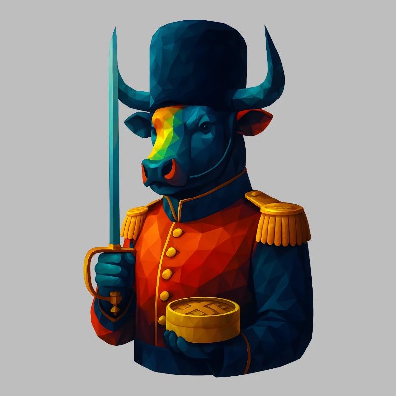 Animaux de style WPAP - Taureau en uniforme avec sabre