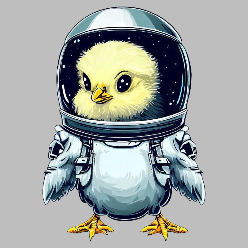 Chicken and chick astronauts, creative