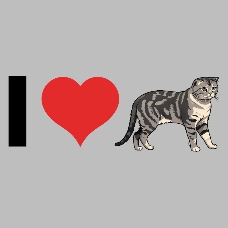 J’aime Scottish Fold - Chat mignon Sticker
